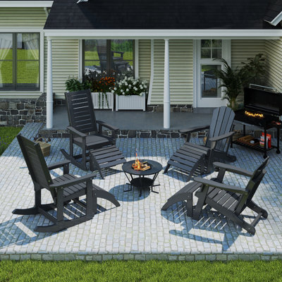 Set Of 4 Hdpe Classic Adirondack Ottoman