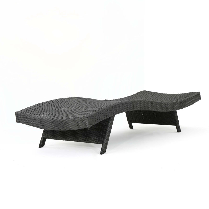 Blaise Outdoor Wicker Chaise Lounge Set, Dark Grey