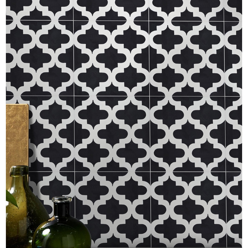 8 in. x 8 in. Tile, Black/White