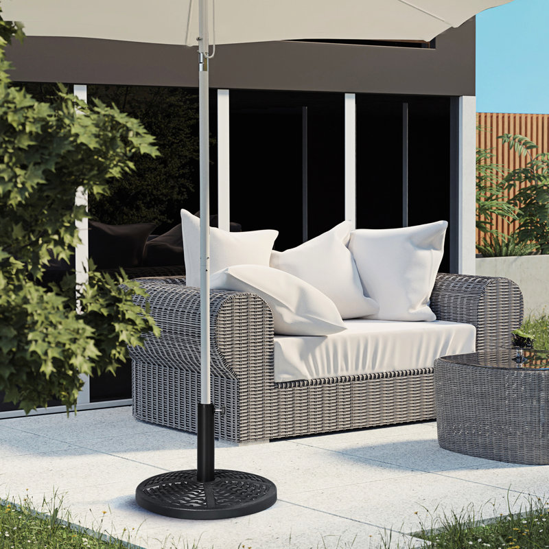 Black Umbrella Base For Backyard Patio, 17.64 Lbs 21 Lbs. Patio Base, Fits Various Pole Sizes,
