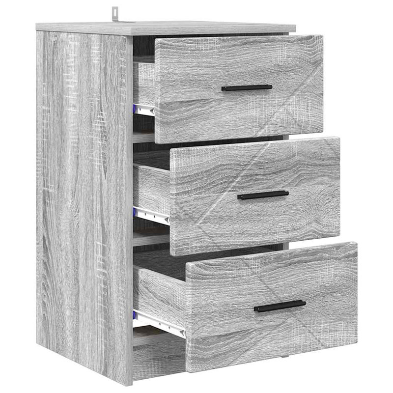 38cm W Manufactured Wood Bedside Table, Grey Sonoma
