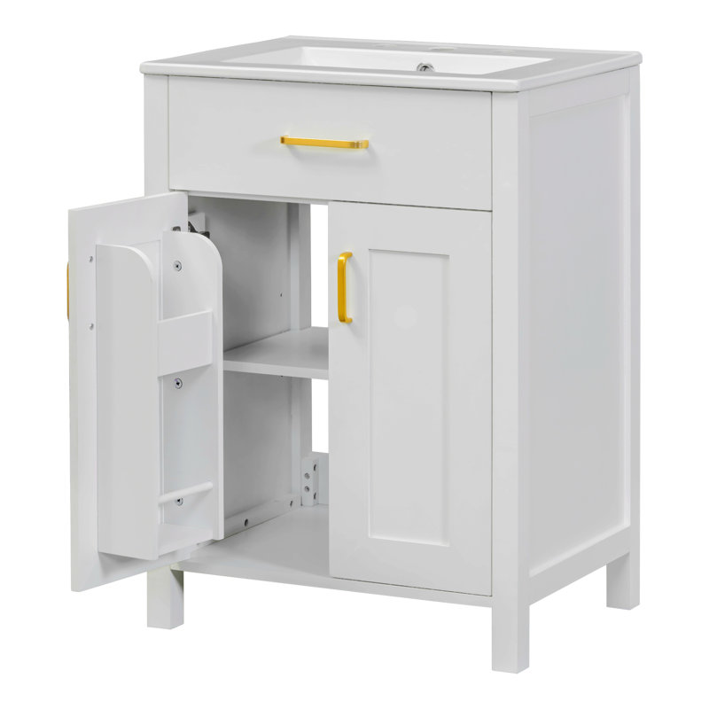 Rilya 24.2'' Single Bathroom Vanity with Ceramic Top