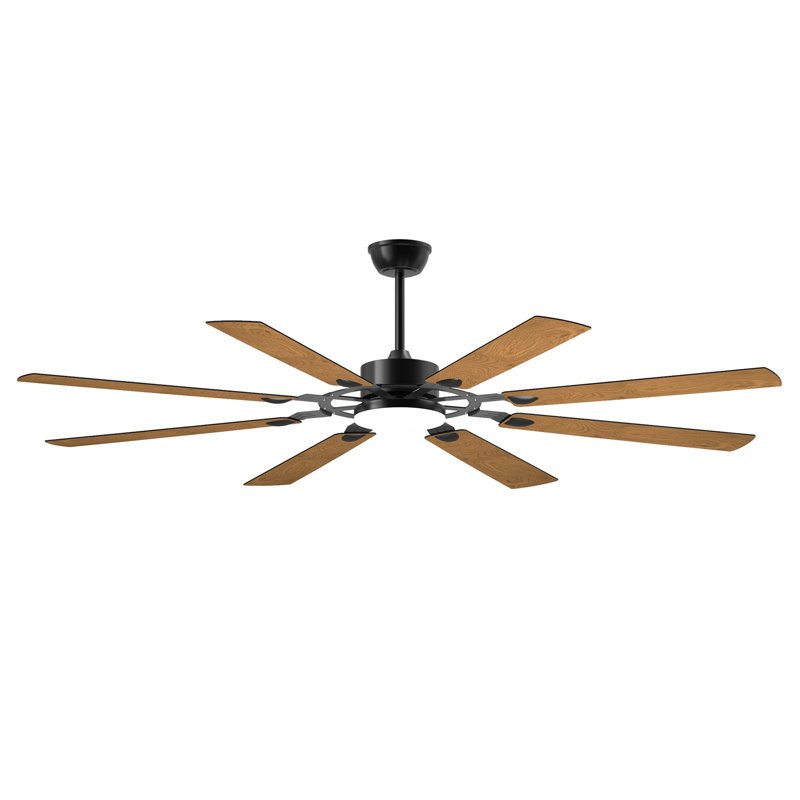 Grand ventilateur de plafond 72 pales de 72 pouces à 8 pales, moteur à courant continu réversible silencieux, ventilateur de plafond moderne intérieur / extérieur, adapté pour la cuisine, le salon et la terrasse, noir.