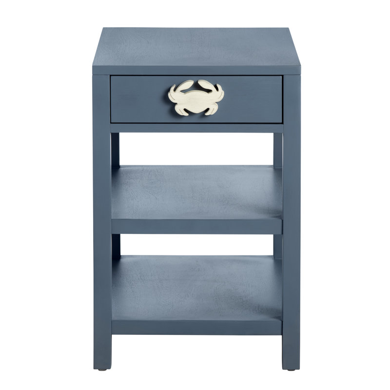 1 Drawer, 2 Shelf Blue Coastal Accent End Table