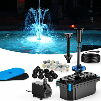 660GPH Pond Filter Fountain Kit with 40W Pump