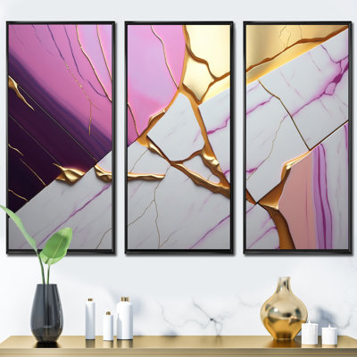 «Abstract Geode Violet II», reproduction de 3 pièces