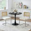Ensemble de salle à manger rond 3 pièces à économie d'espace 24 po, table avec chaises en rotin-241997466-241997462