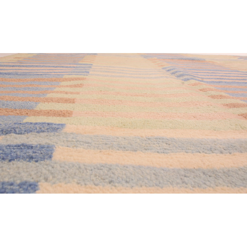 Hand Knotted Wool Geometric Area Rug, Rectangle 6' x 9'