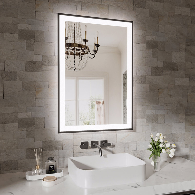 Miroir décoratif de salle de bain sans cadre à DEL, miroir intelligent, 20 po x 28 po
