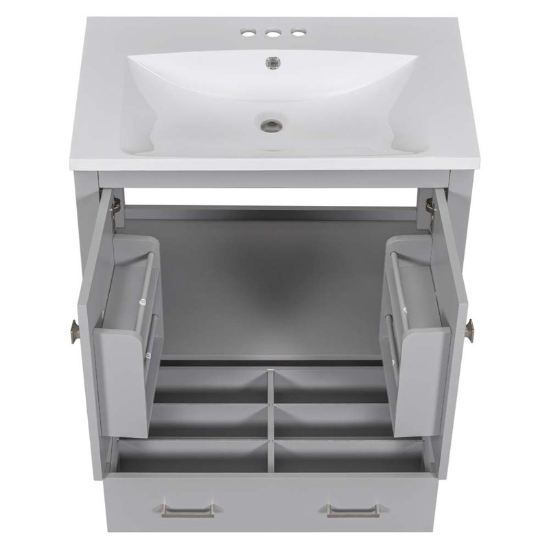 Ensemble de meuble-lavabo simple 30,11 po avec plateau en résine Adalayah, Gris
