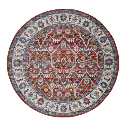 Oriental Machine-Made Red/Ivory Area Rug