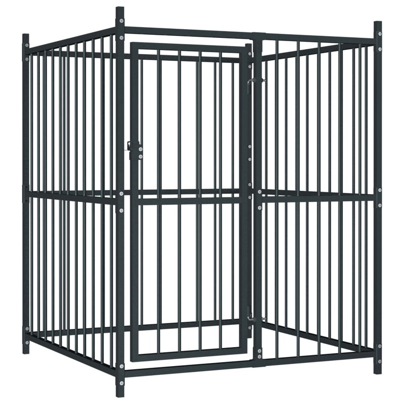 Mirfield Steel Kennel With Door, 150cm H x 120cm W x 120cm D