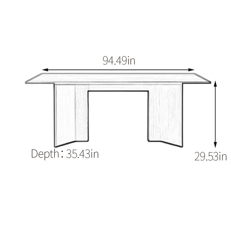 Table de salle à manger en chêne, 29.53''H x 94.49''L x 35.43''W, Brun