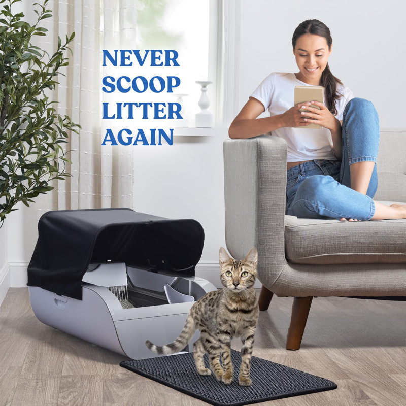 Litière à chat à ouverture large pour maison intelligente