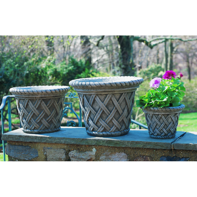 Pot à fleurs English Weave, Pierre alpine, H 10 po x l 14 po x P 14 po