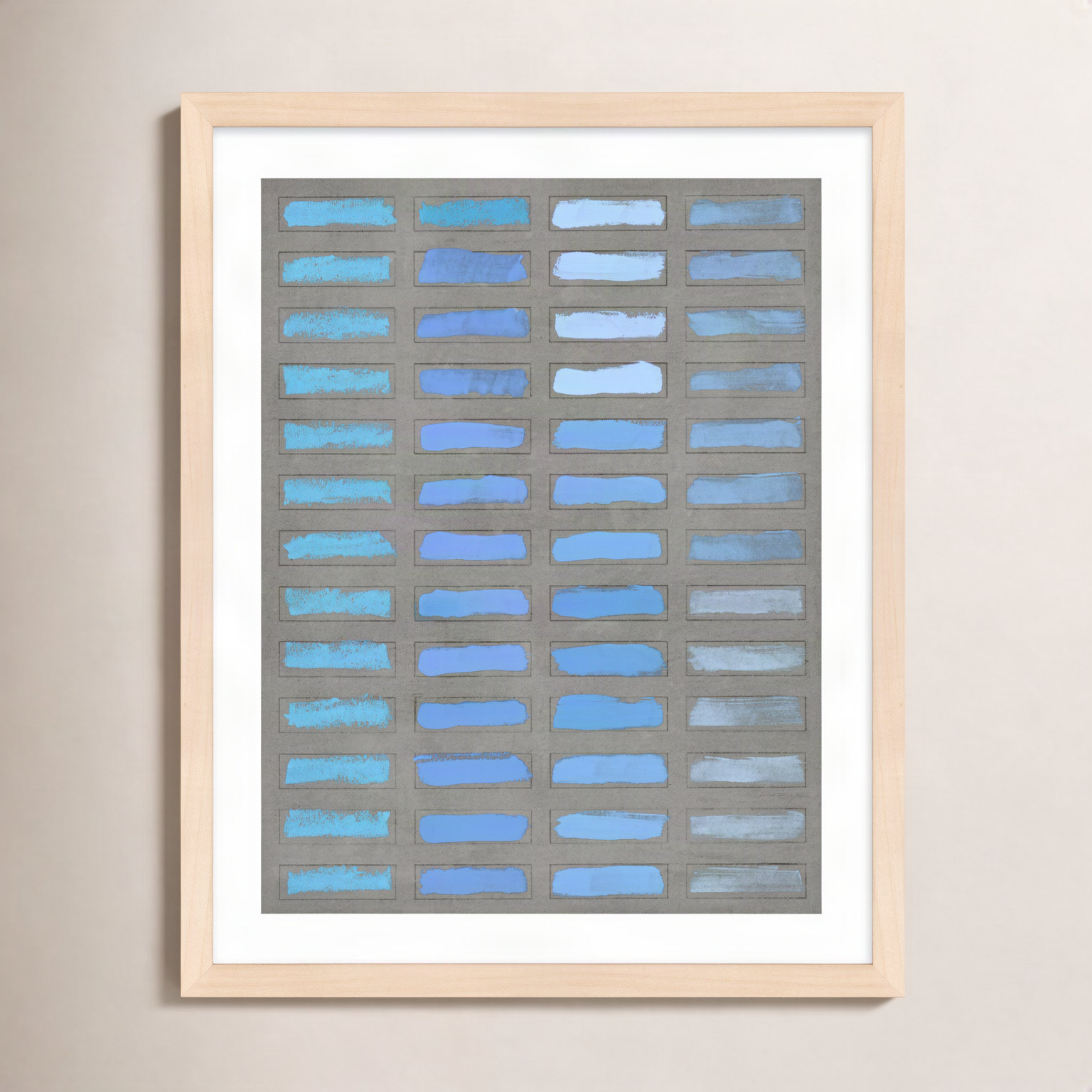 The Blues 1 by Jacques Pilon, 30" H x 24" W x 1.25" D, Maple Framed