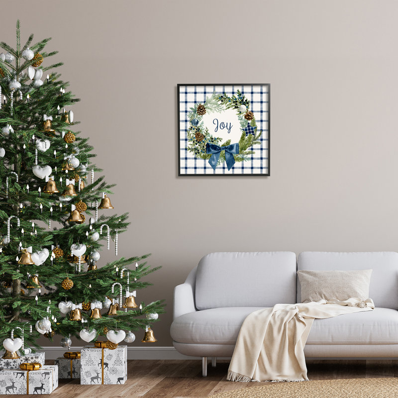 «Winter Joy Sentiment», art mural sur toile surdimensionné à carreaux rustiques par Victoria Barnes, H 24 po x l 24 po