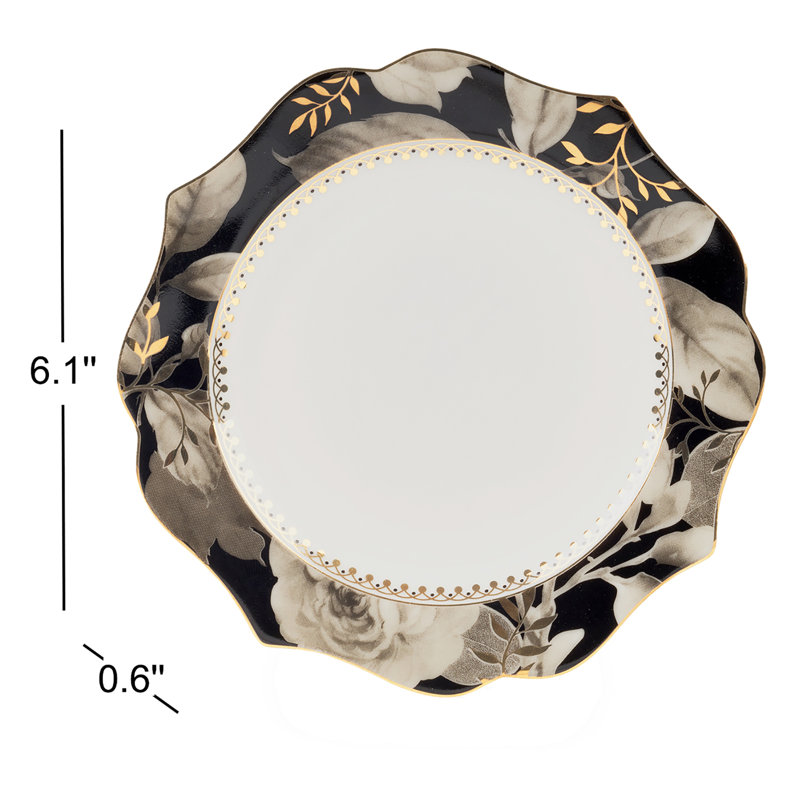 Black Rose Bread & Butter Plate, 16 Cm Set Of 6