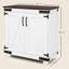 Buffet moderne avec porte de grange et tablette réglable, armoire de rangement brun blanc vieilli, l 31,1 po x P 15,4 po H, armoire pour porte de sous-sol