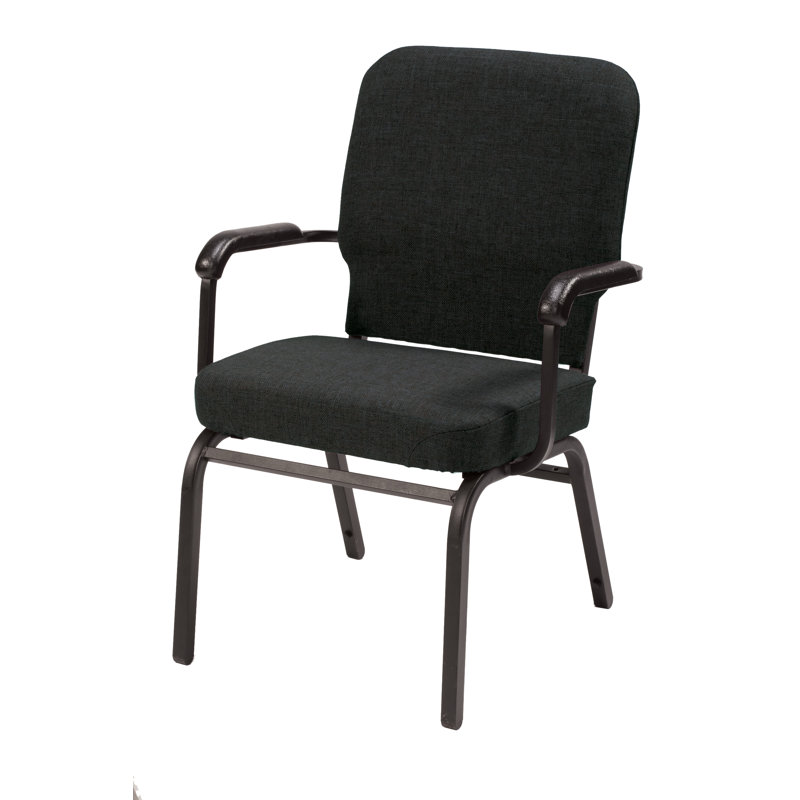 Chaise empilable robuste avec coussin 1040 Series, Tissu marron, Avec accoudoirs, Noir