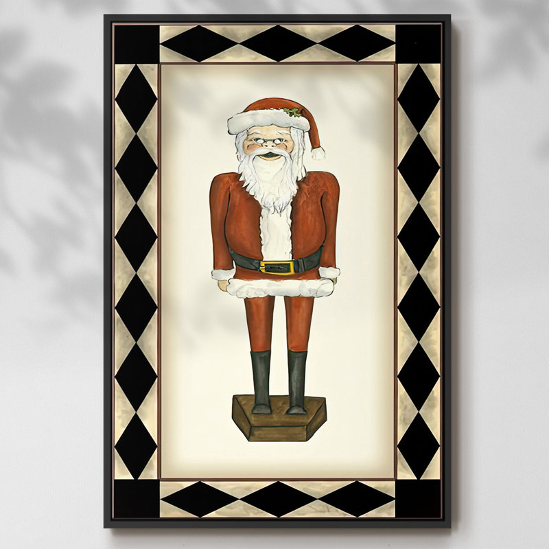 Père Noël joyeux, Noir, H 25 po x l 17 po x P 1,5 po