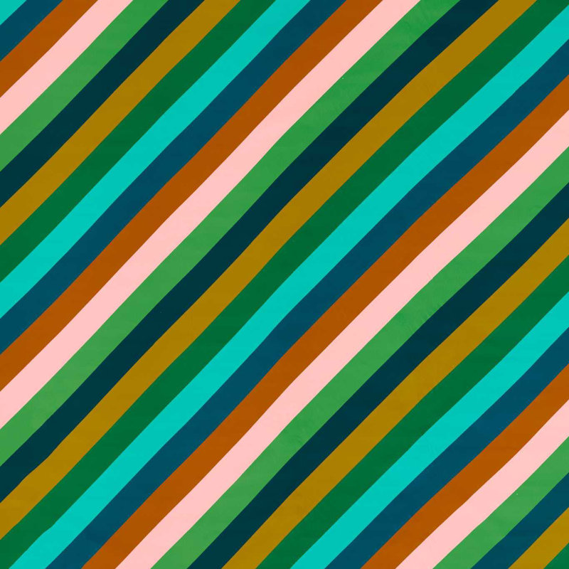 Sherbet Stripe Fabric, Emerald/Amber/Rose