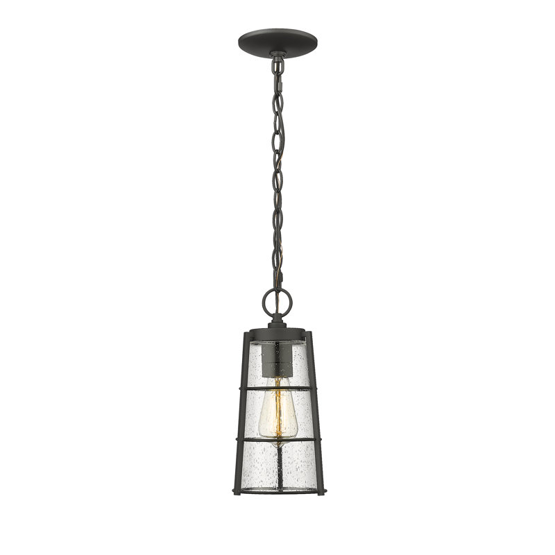 Lanterne suspendue d'extérieur noire à 1 ampoule Charli, H 16,25 po x l 6 po x P 6 po