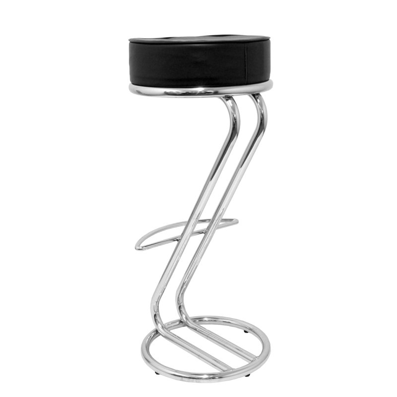 Wooden Upholstered Faux Leather Bar Stool