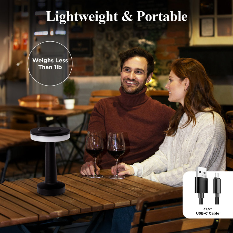 Ensemble de 2 lampes de table Bell + Howell Lexington à DEL rechargeables, Noir
