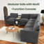 Canapé modulaire moderne en L en chenille, canapé modulaire à 5 places pour les grands salons