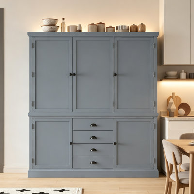 Armoire de rangement pour garde-manger autoportante en bois de 73 po avec tiroirs, tablettes de porte et tablettes réglables