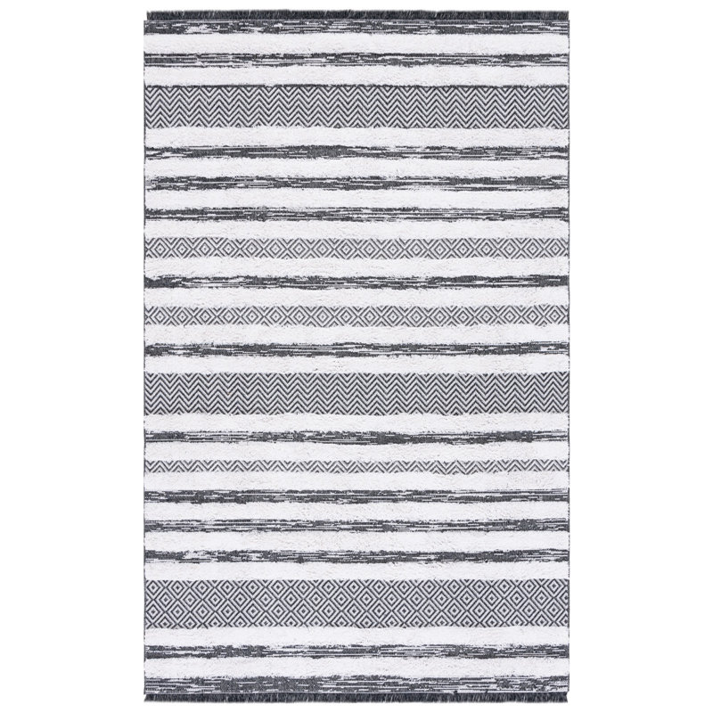 Tapis noir / ivoire Augustine 729, Rectangle 5 pi x 7 pi 7 po