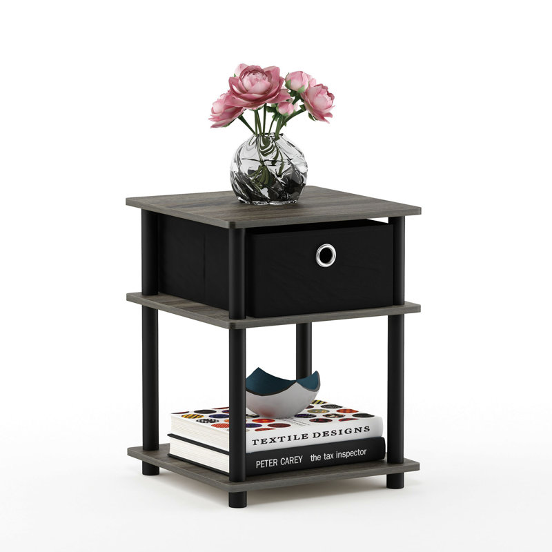Table de bout à 3 niveaux avec rangement Crandell, Gris chêne français