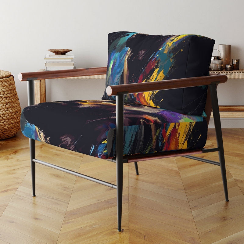 Kobe Memory I - Chaise rembourrée avec accoudoirs sport, fauteuil d'appoint noir, Doré