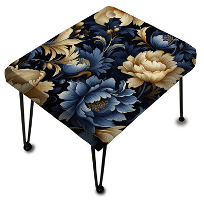 Celestial Blue Damask Mirage - Damask Rectangle Ottoman