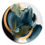 «Abstract Shapes Modern Artwork I», art mural rond en métal abstrait-88629051