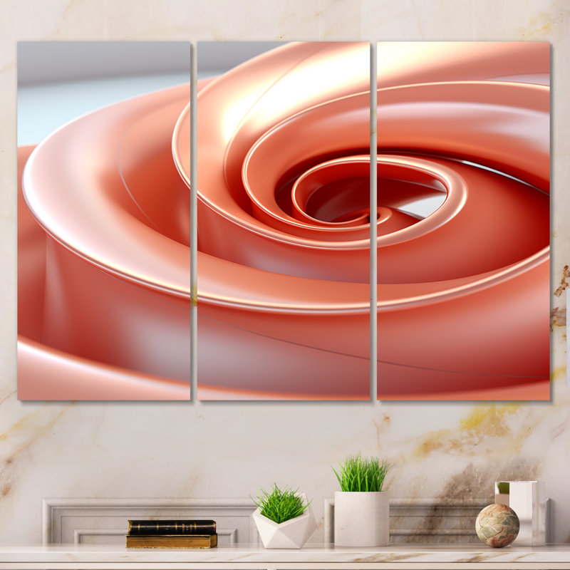 Abstrait tourbillon apaisant orange - art mural géométrique, Toile tendue, H 28 po x l 36 po x P 1 po