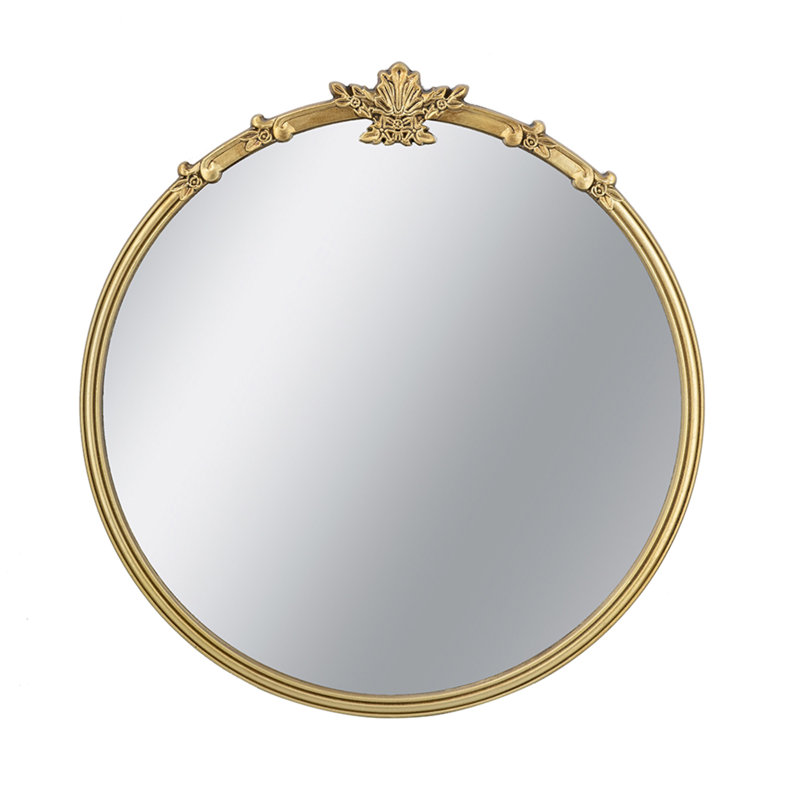 Miroir mural 30X31 "avec finition dorée et écusson décoratif