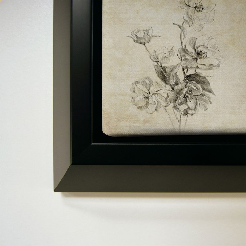 «Flower Arrangement S Croquis» par Lanie Loreth - Impression sur toile, 24" x 36", Beveled Floating Frame, Black