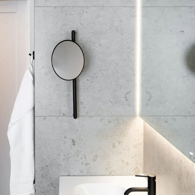 Miroir de maquillage / rasage mural à hauteur réglable - grossissement de 7 fois