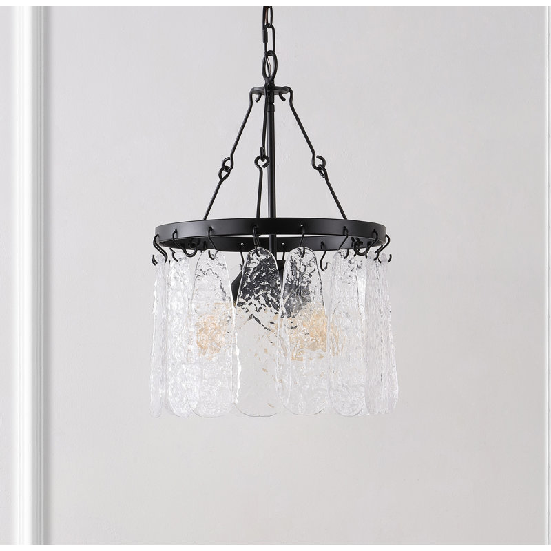 Black Iron and Crystal 3-Light Chandelier