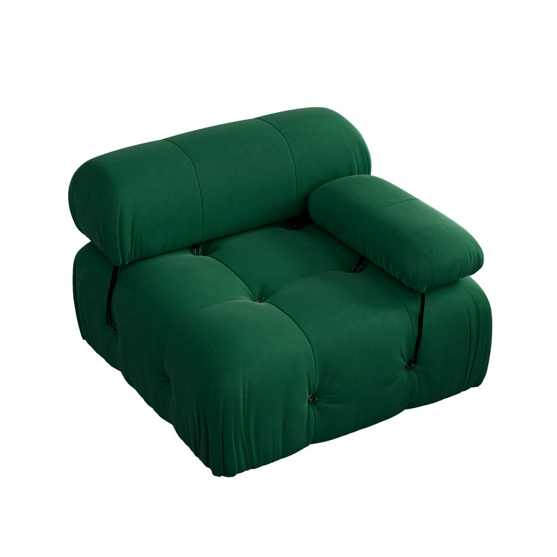 Upholstered Modern Velvet Fabric Single One-Armed Chair, Green