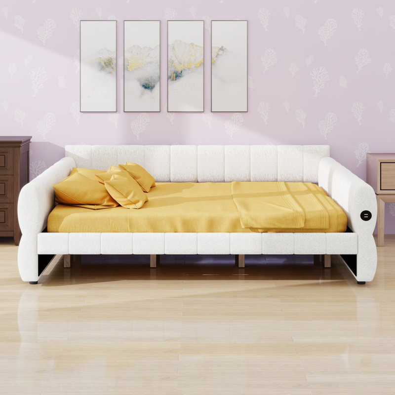 Upholstered Platform Bed, White