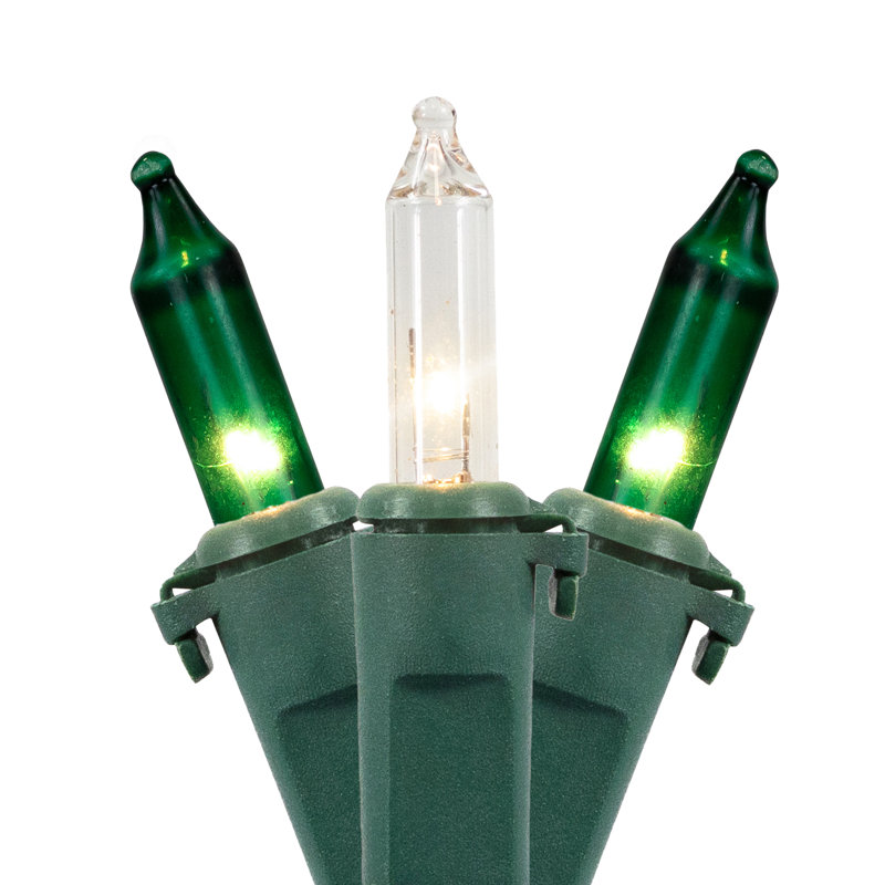 Mini ensemble de lumières de Noël - fil vert, 258", Transparent / vert / blanc