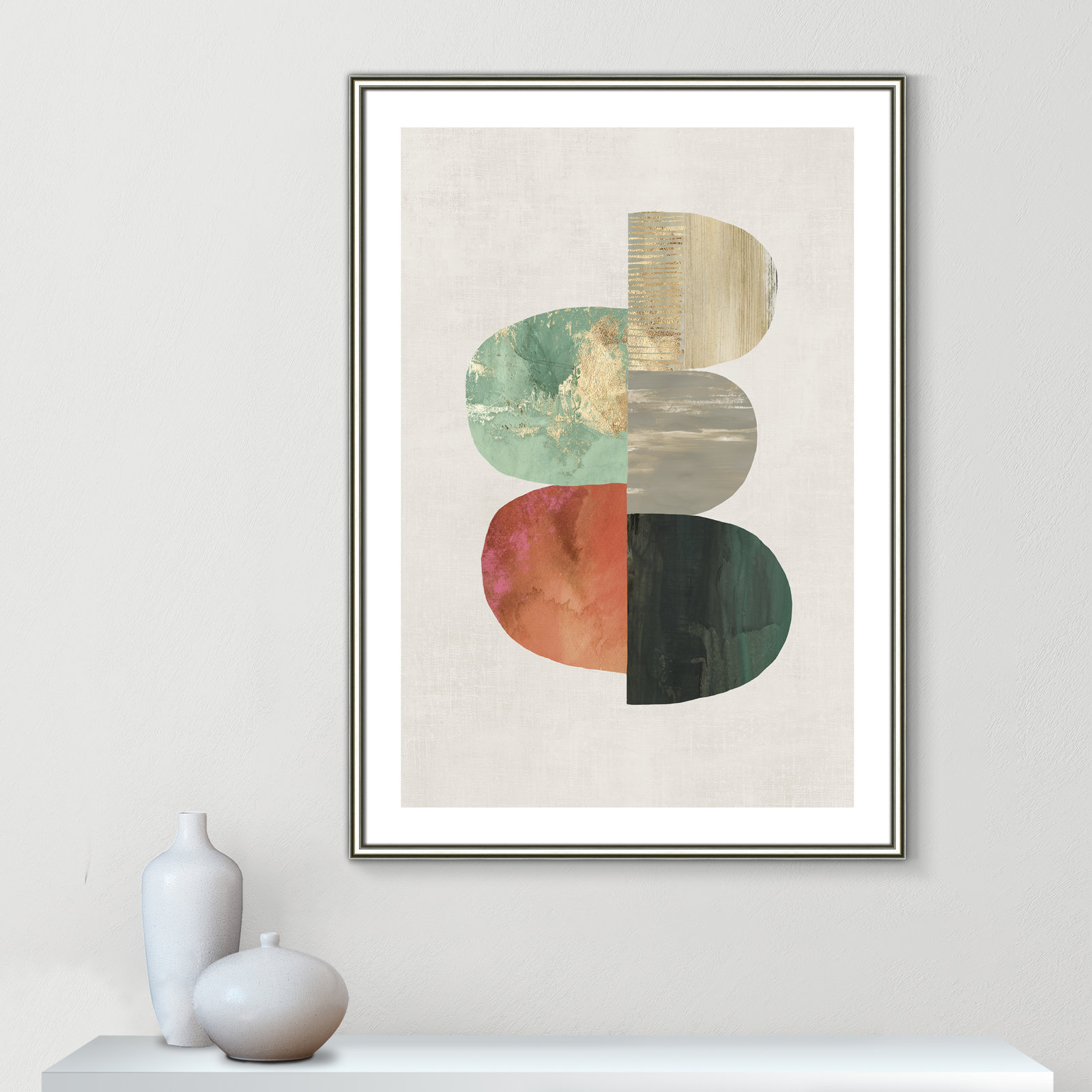 Evolving Energy I - Painting Print, Picture Framed Paper, 41.5" H x 29.5" W, Silver