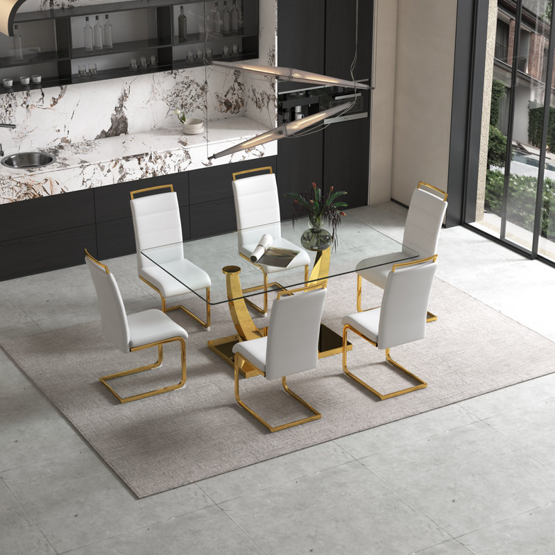 Ensemble repas pour 6 personnes Zakari, Doré, Blanc, Transparent