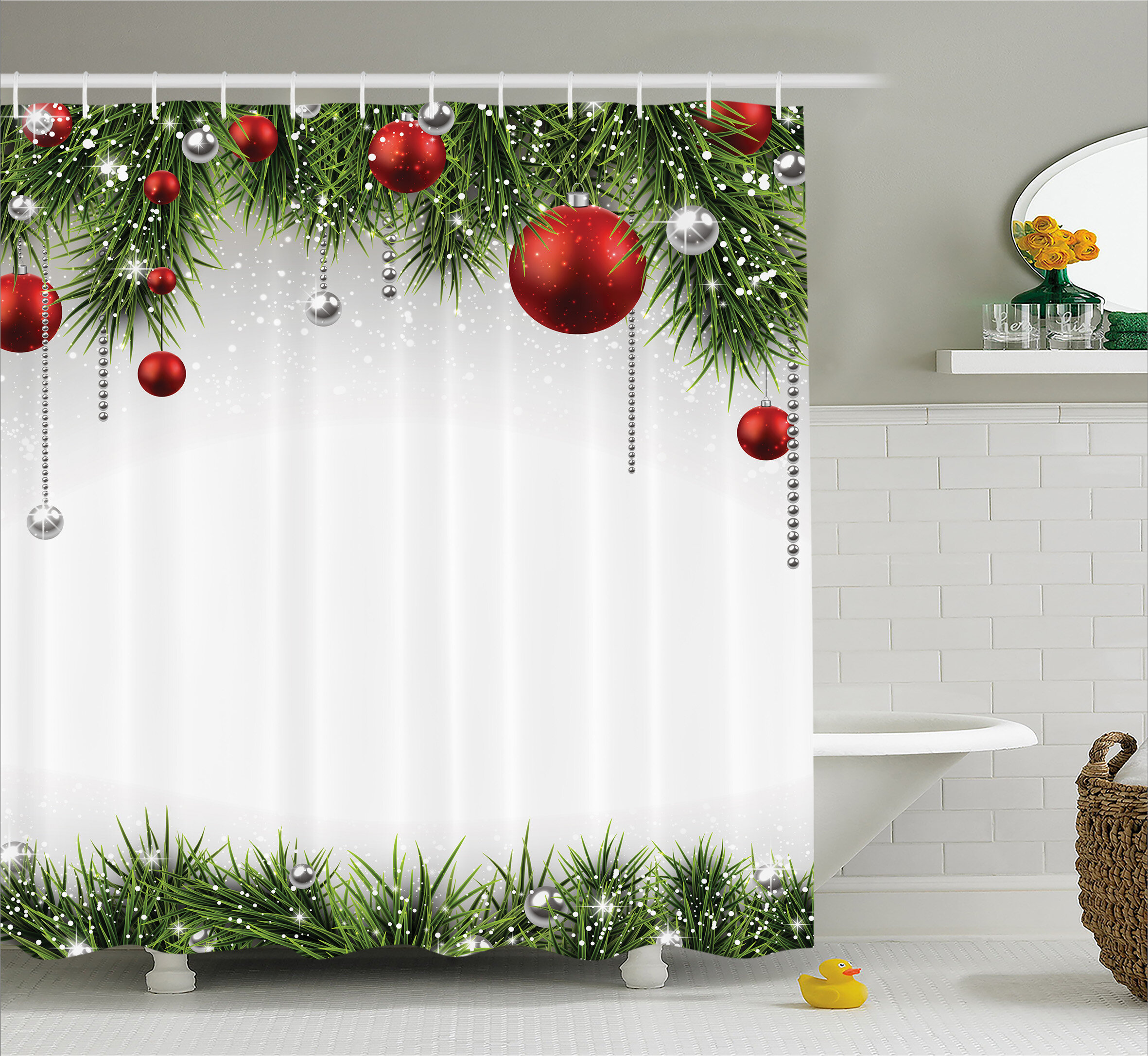 The Holiday Aisle® Tarun Mixed Shower Curtain with Hooks Included ...