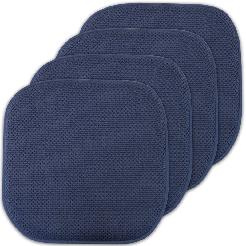 Honeycomb Non-Slip Indoor Chair Cushions, Navy, 4-Pack