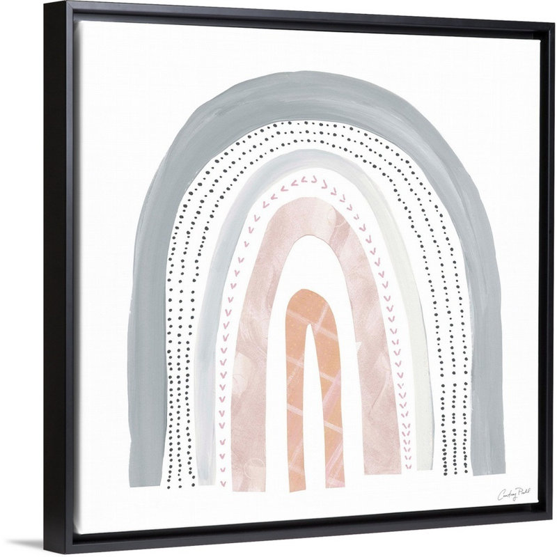 «Boho Rainbow I» par Courtney Prahl - reproduction d'art sur toile, Cadre flottant noir, H 38 po x l 38 po x P 1,75 po