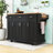 Rolling Kitchen Island Cart with Rubber Wood Drop Leaf, Storage Cabients and Soft Close Drawers-355986167